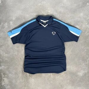 Men's Navy and Light Blue Short Sleeve Polo Shirt